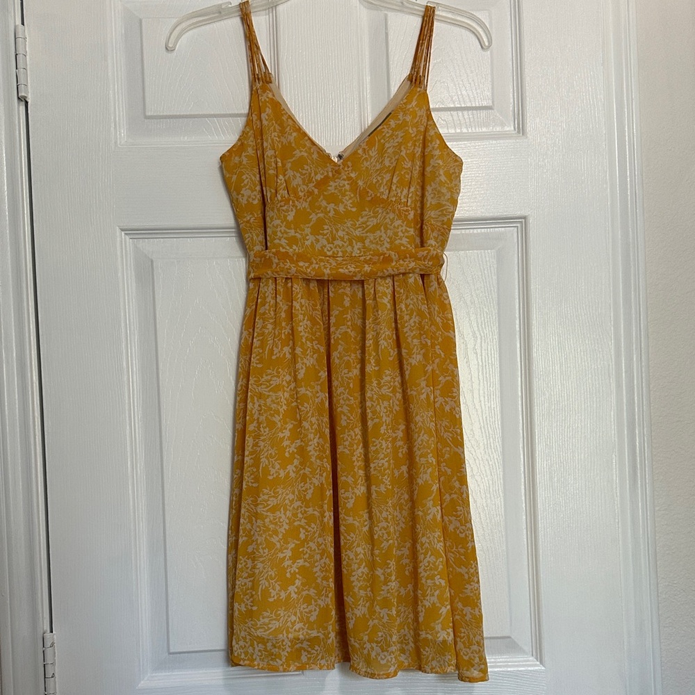 Forever 21 Mustard Floral Midi Dress